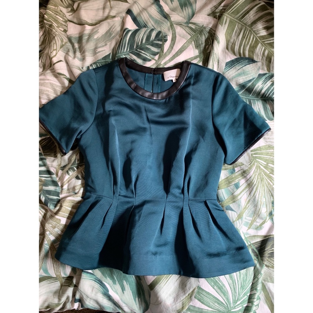 3.1 Phillip Lim leather trim peplum blouse